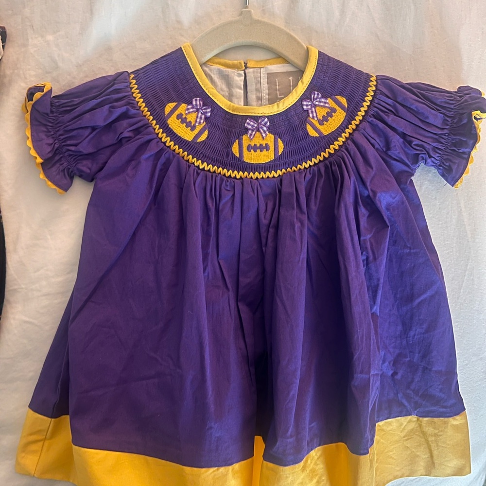 LSU football 3-6m baby dress